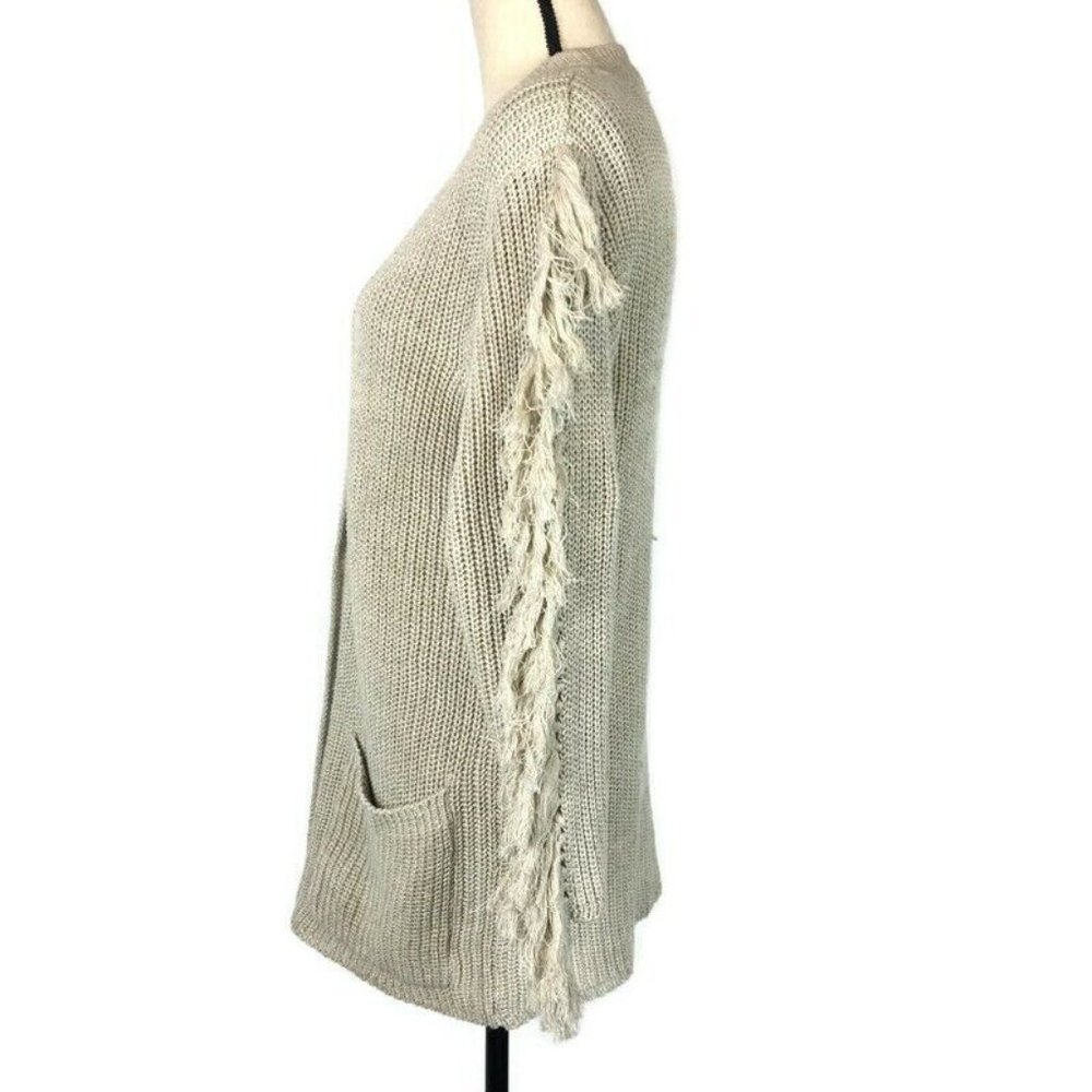 Vtg IB Diffusion Chunky Fringe Cardigan Sweater Womens XS Oversized Beige Boho - Picture 3 of 10